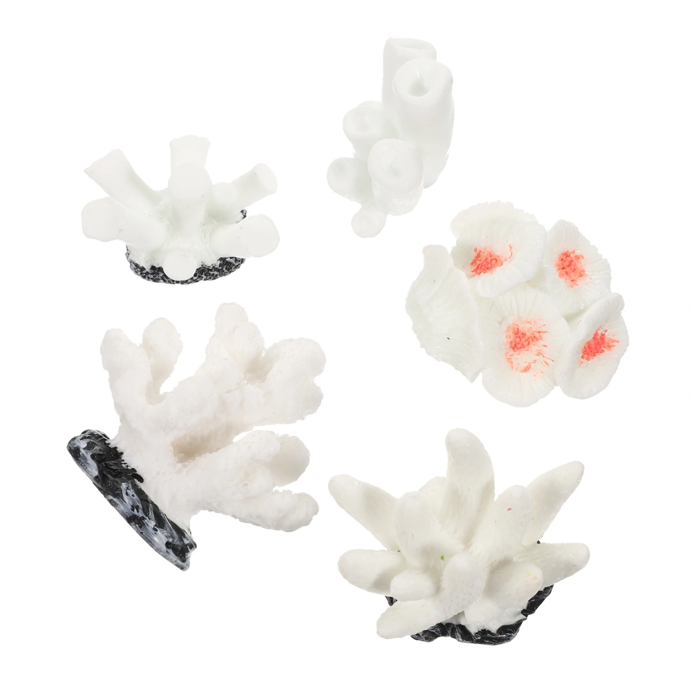 5Pcs Resin Coral Decorations Simulated Coral Tree Fish Aquarium Ornaments (7+8+9+10+13)