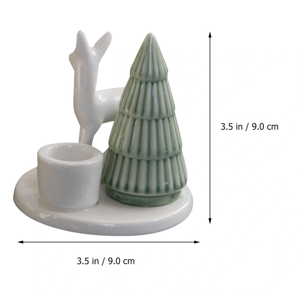 1pc Christmas Candle Holder Ceramic Deer New Year Long Pole Candle Stand