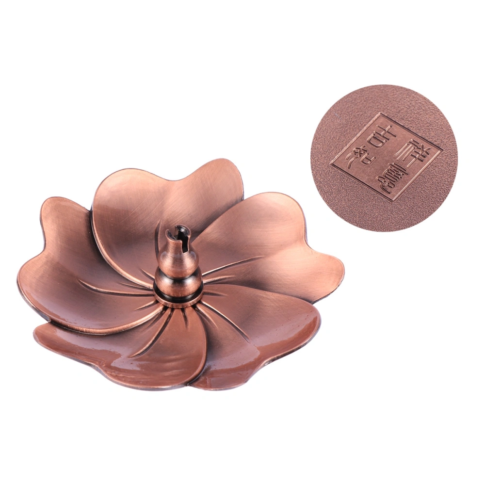 Multi-functional Alloy Incense Burner Dish Creative Oriental Cherry Incense Burner Stand Incense Stick Holder Portable Ash Catcher Tray (Oriental Cherry Red Bronze Calabash)