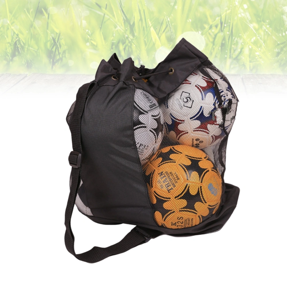 Sports Ball Bag Sling Shoulder Strap Soccer Basketball Mesh Net Bag Drawstring Storage Bag - M