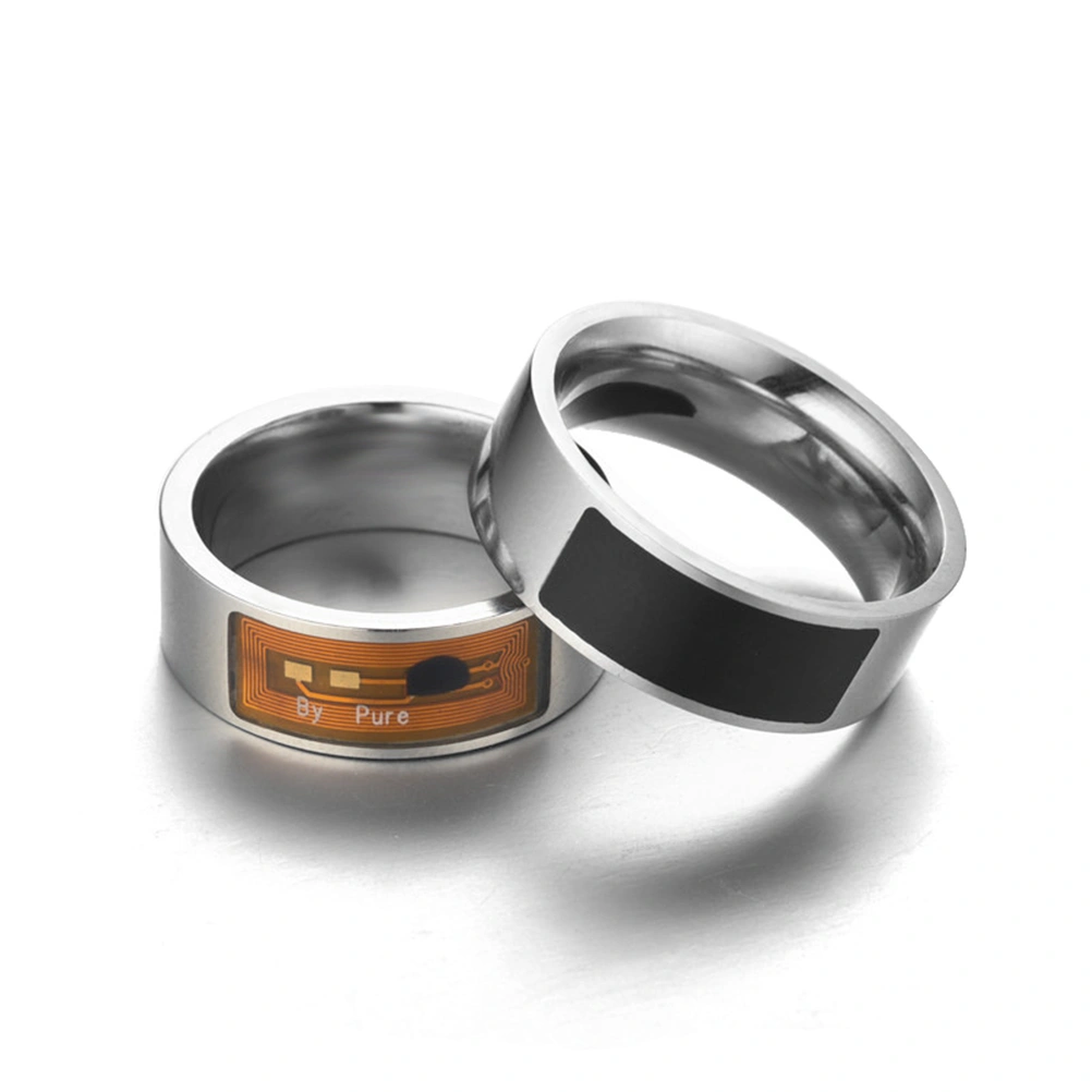 8mm NFC Tag Smart Ring Wearable Smart Rings Finger Digital Ring for Android Phone with Functions - Black(#10)