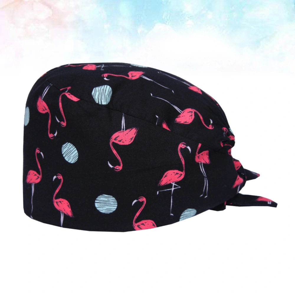 Chic Flamingo Pattern Hat Practical Operating Room Hat Cotton Dust-proof Doctor Nurse Working for Adults