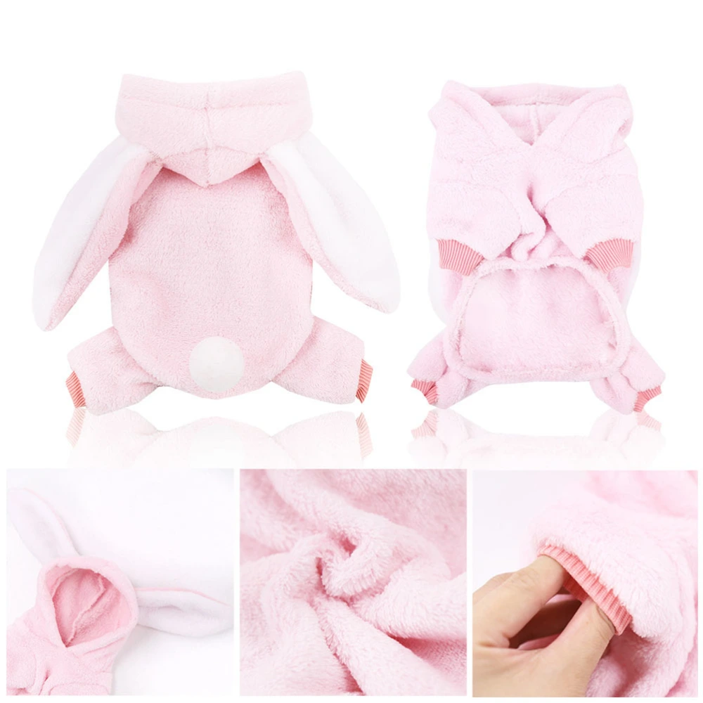 Coral Fleece Warm Pet Costume Adorable Rabbit Ear Cosplay Clothes for Cat Dog (Size M)