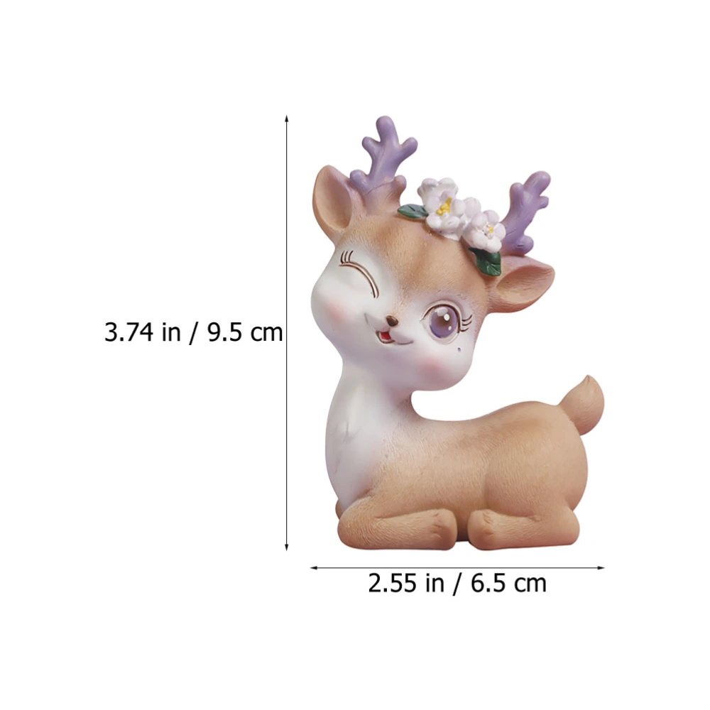 1PC Desktop Small Deer Resin Crafts Decor Creative Vehicle-mounted Adornment