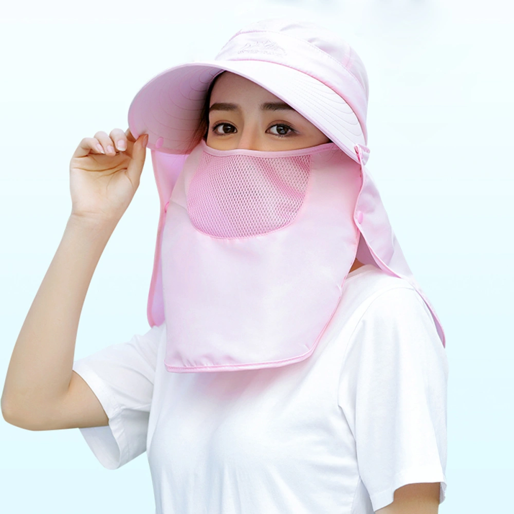 Women's Sun Visor Detachable Flap Hat Foldable Wide Brimmed UV Protection Hat(Pink)