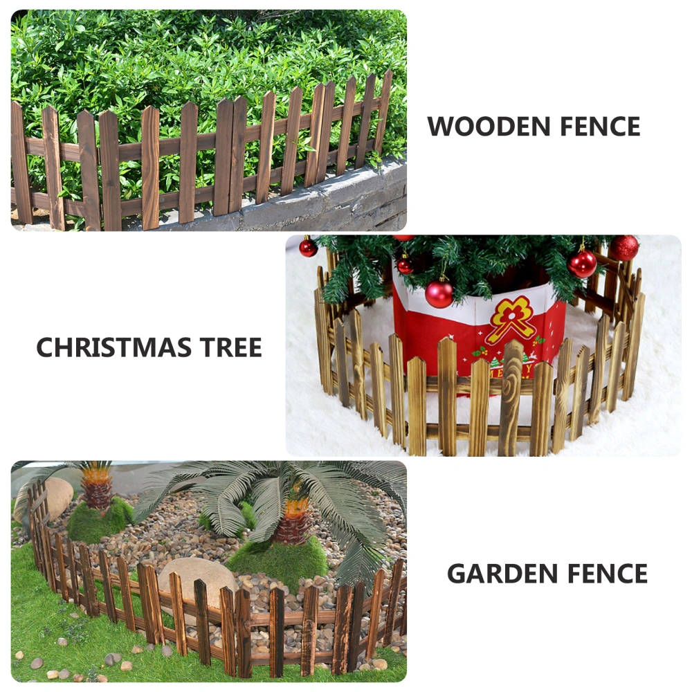 1.2m Decoractive Wooden Picket Fence Miniature Home Garden Christmas Xmas Tree Wedding Party Decoration (Carbonized)