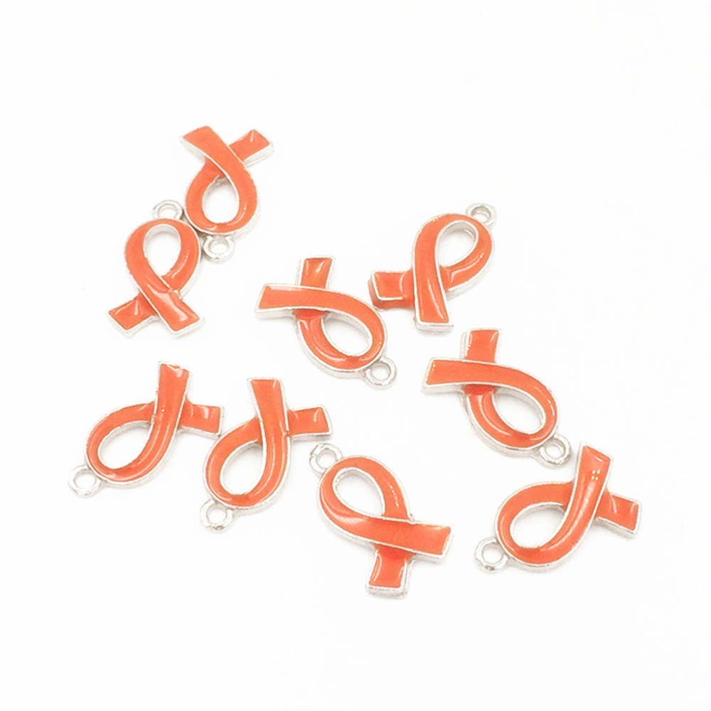 20pcs Elegant Metal Ribbon Pendant Alloy Charms Jewelry Making Accessories for Women Lady Girls (Orange)