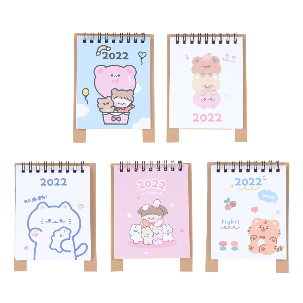 5pcs Small Desktop Calendar 2022 Decorative Calendar Planner Schedule Book