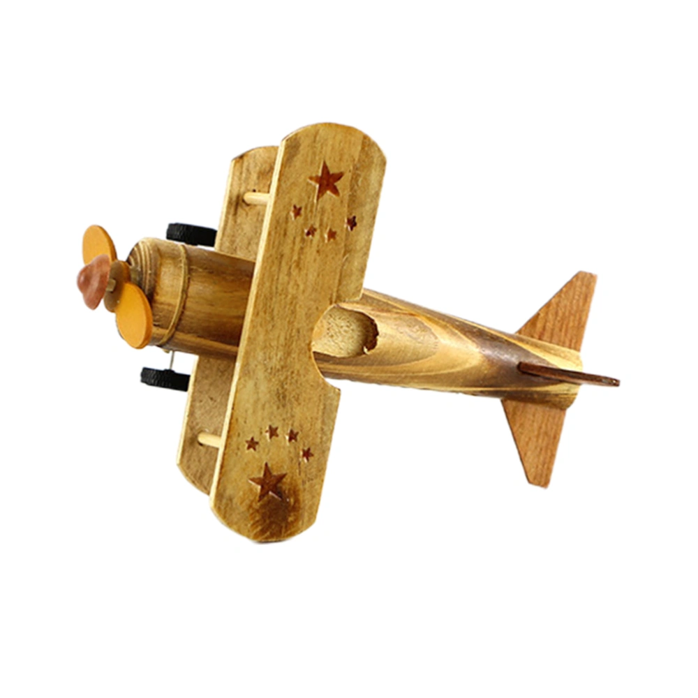 1PC Wooden Plane Model Decor Creative Military Construction Model Decoration Delicate Plane Model Crafts Mini Plane Model Household Ornament for Home Bar Office