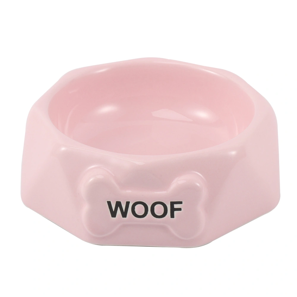 Woof Bone Ceramic Dog Food Drinking Bowl Pet Dog Cat Products (Pink)