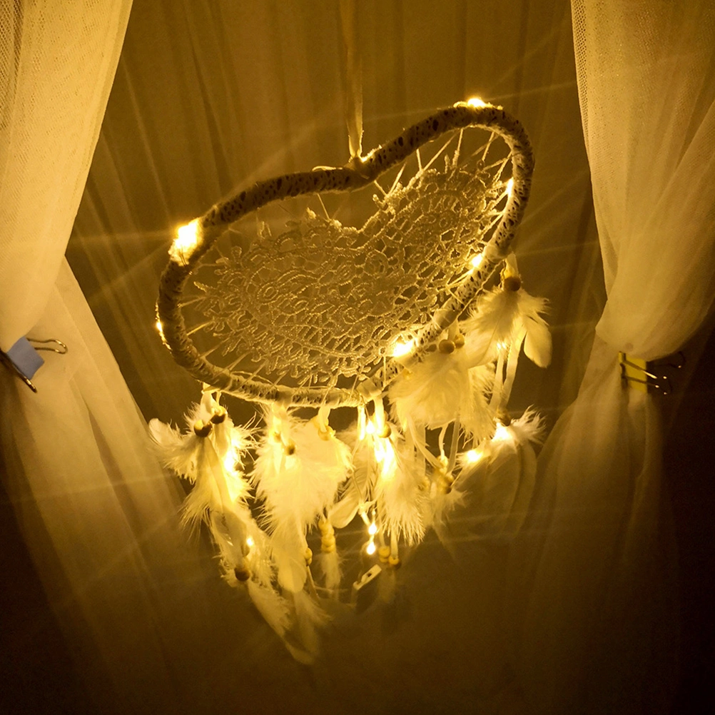 1pc Heart Shaped Dream Catcher Hollow out Hanging Ornament Handmade Crafts for Wedding Birthday Party