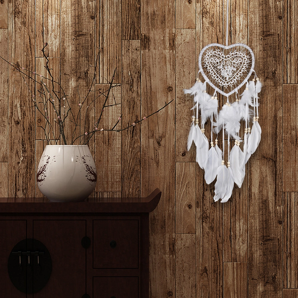 1pc Heart Shaped Dream Catcher Hollow out Hanging Ornament Handmade Crafts for Wedding Birthday Party
