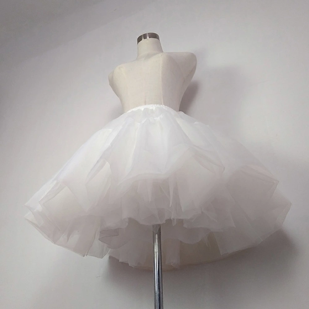 White Women Hoopless Petticoat Underskirt Tutu Skirt Crinoline Cosplay Dress Showing Stage Costume