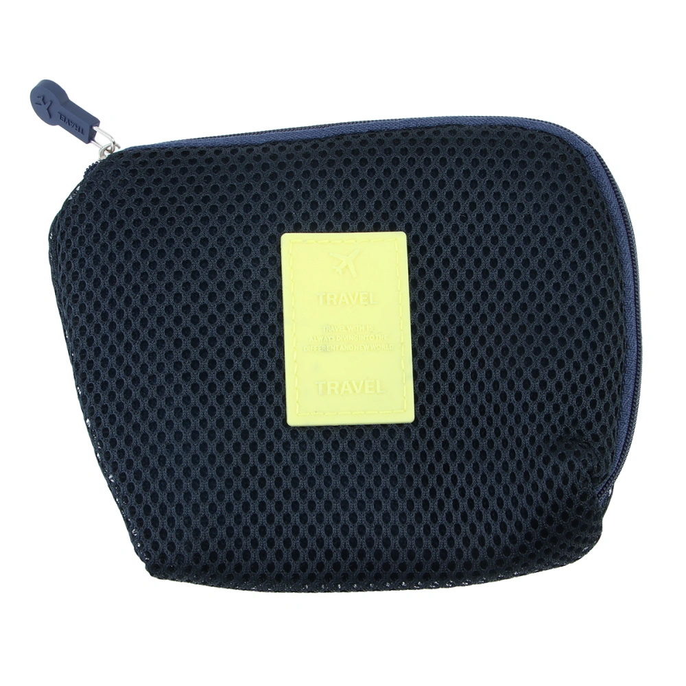 Universal Shockproof Charger Cable Organizer PC Supplies Mouse Storage Case Phones Earphones Travel Pouch Small Size (Dark Blue)