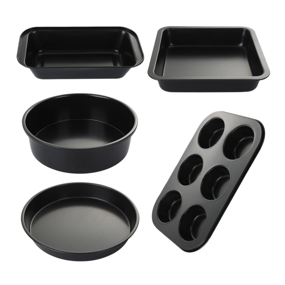 1 Set 5pcs Baking Pan Baking Tools Pizza Toast Pans for Home Bakery (Black)