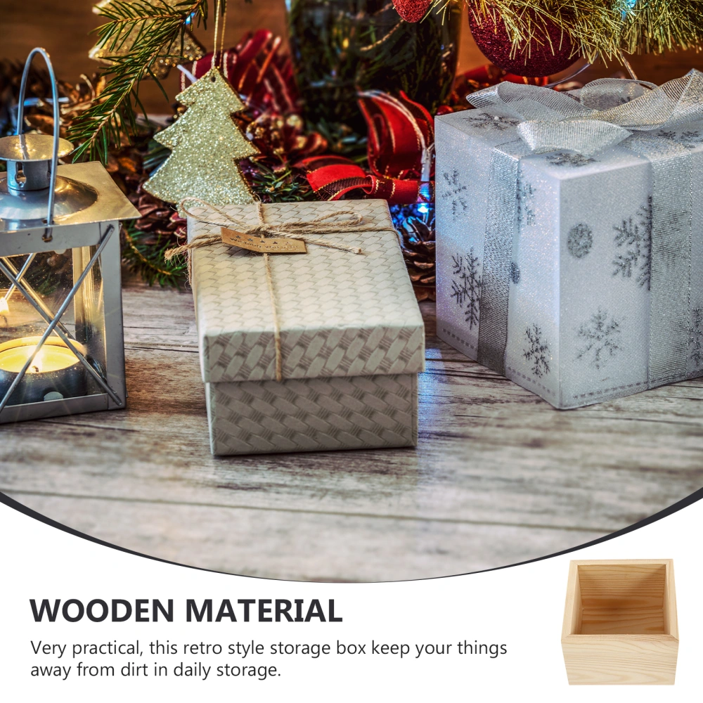 4Pcs DIY Gift Wrapping Boxes Wooden Storage Boxes Without Lid Storage Containers