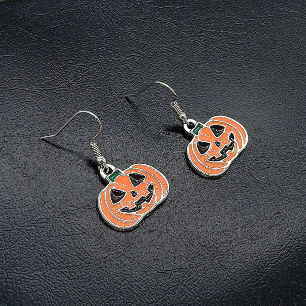 1 Pair Halloween Grimace Pumpkin Hook Earrings Alloy Dangle Earring Festive Costume Ear Jewelry for Women Girls