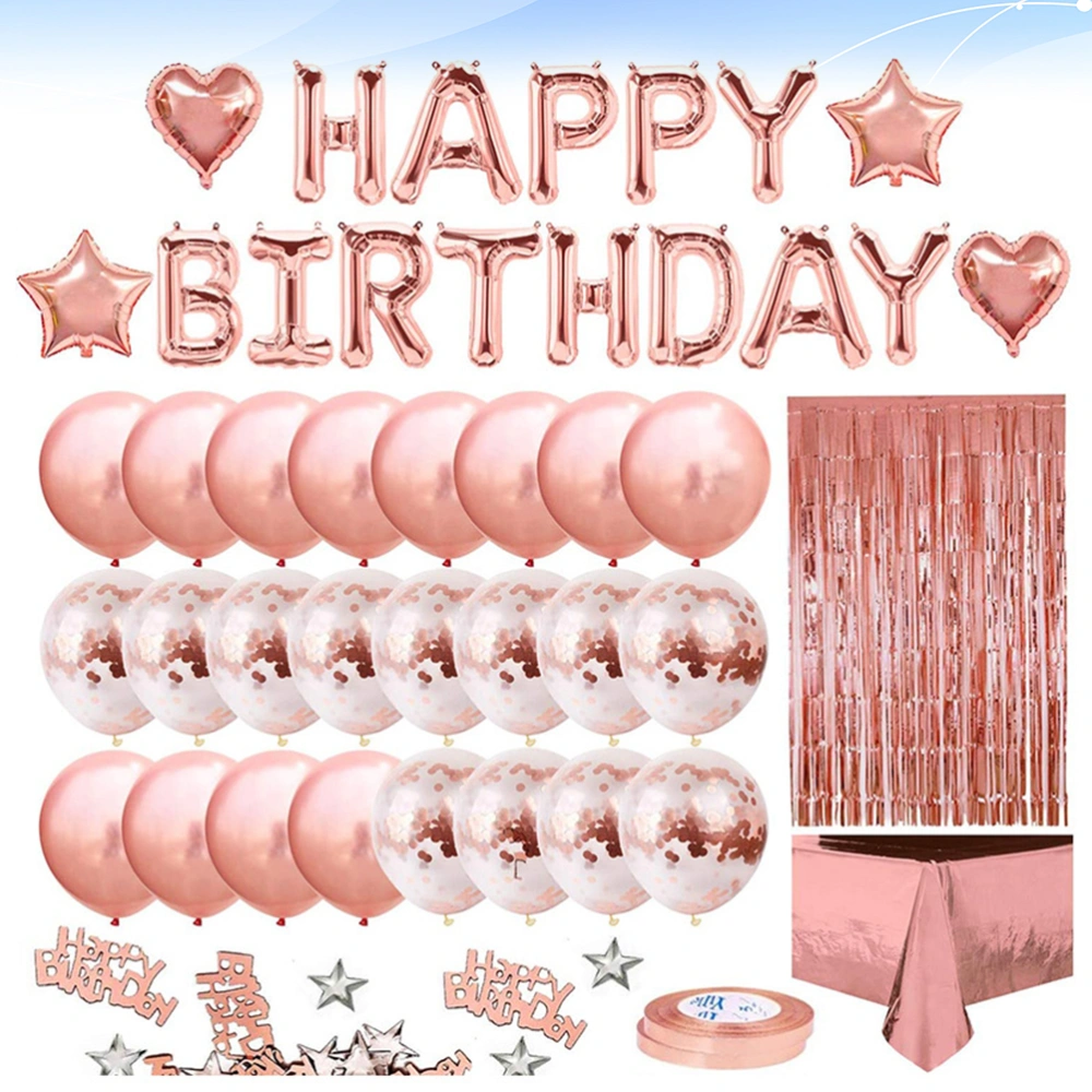 1 Set Rose Gold Balloon Kits Birthday Party Decoration Layout Supplies Birthdat Tablecloth