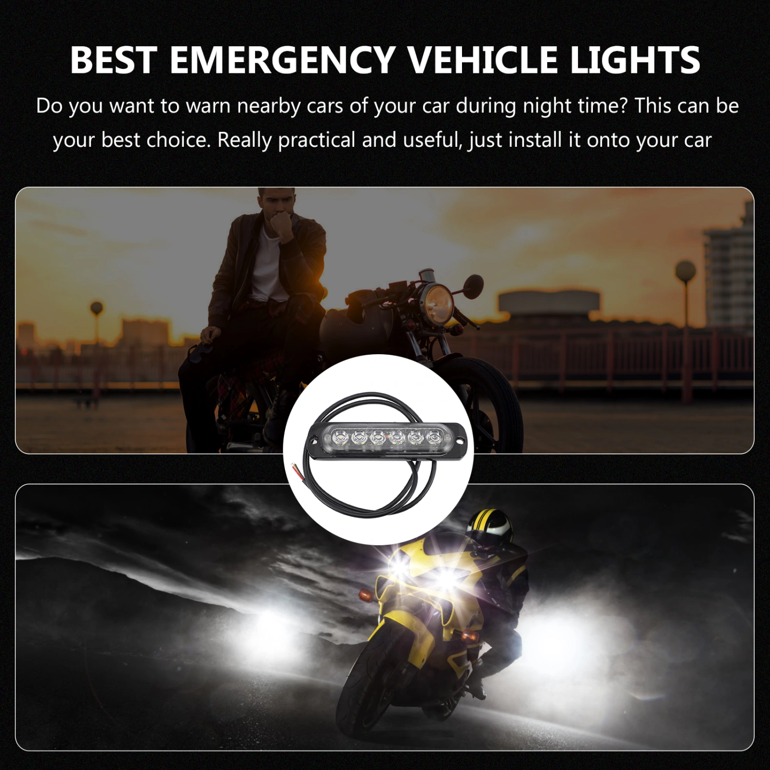 LED Strobe Light 6 LEDs Lightbar Automotive Emergency Strobe Light Car Supply