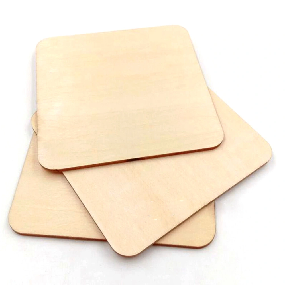 50pcs 40mm Natural Wood Pieces Square Unfinished Wooden Slices for Crafts DIY Ornaments Scrapbooking Home Decor