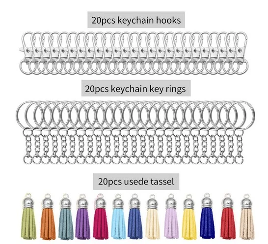 1 Set Key Chain Making Supplies Including Key Rings Key Chain Tassel Keychain Hooks