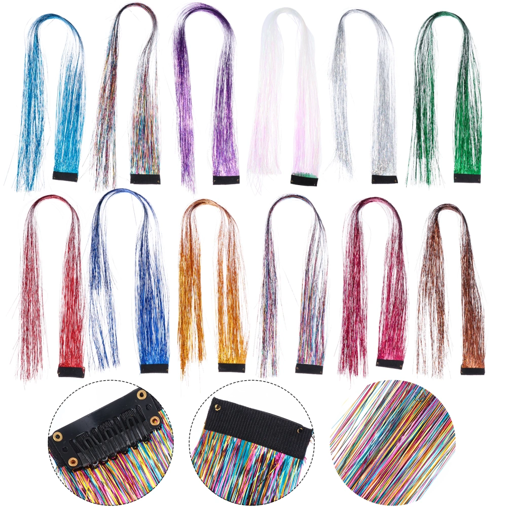 11pcs Hair Tinsel Strands Universal Glitter Hair Tinsel Stylish Hair Extensions