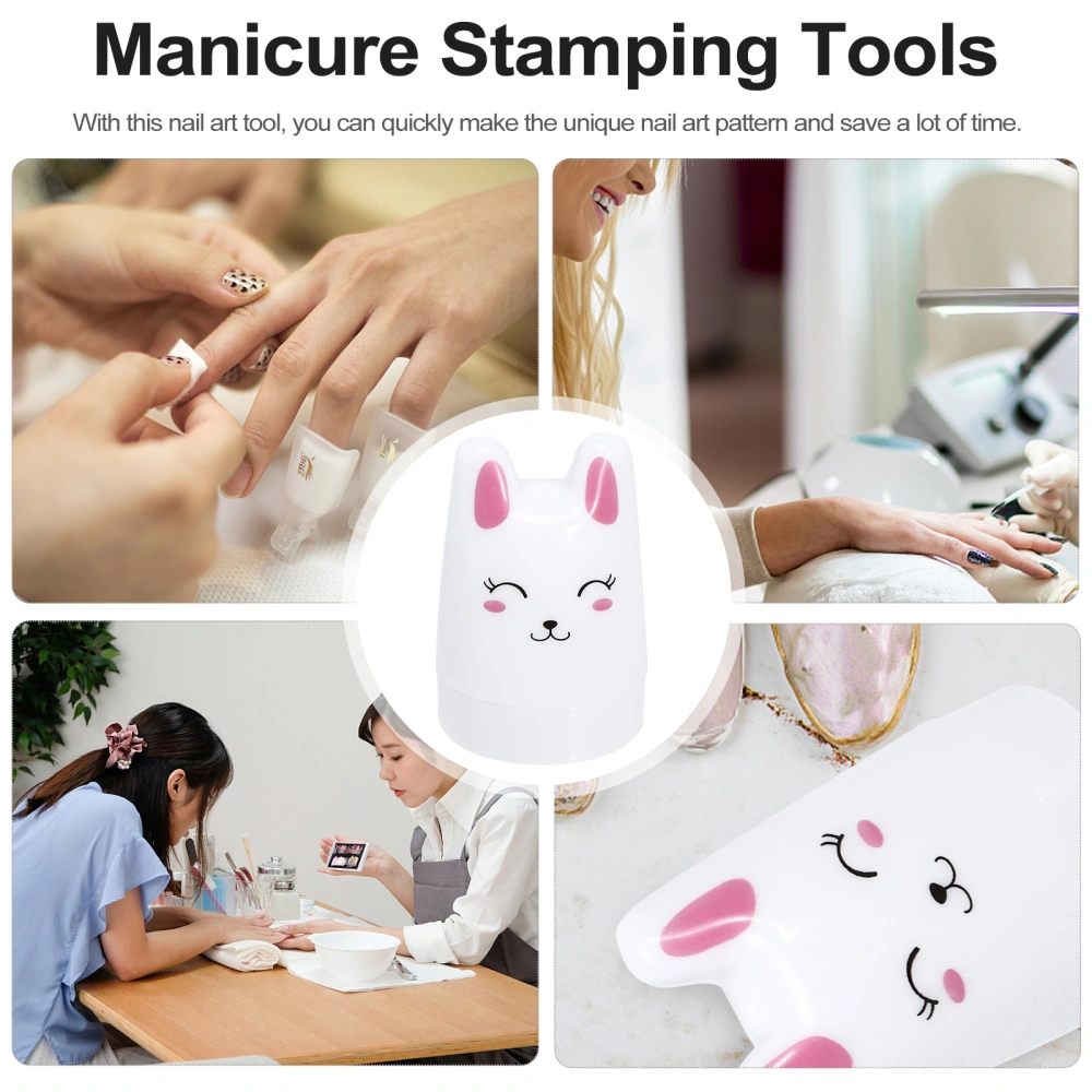 3 Sets of Nail Transparent Silicone Seal Cartoon Rabbit with Cover Transfer Tool