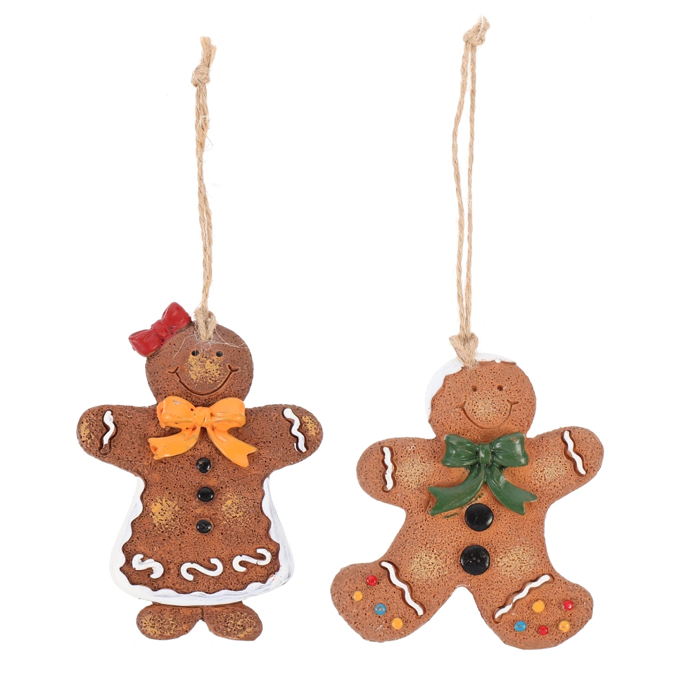 2pcs Gingerbread Man Pendant Charms Christmas Tree Ornament Holiday Decor