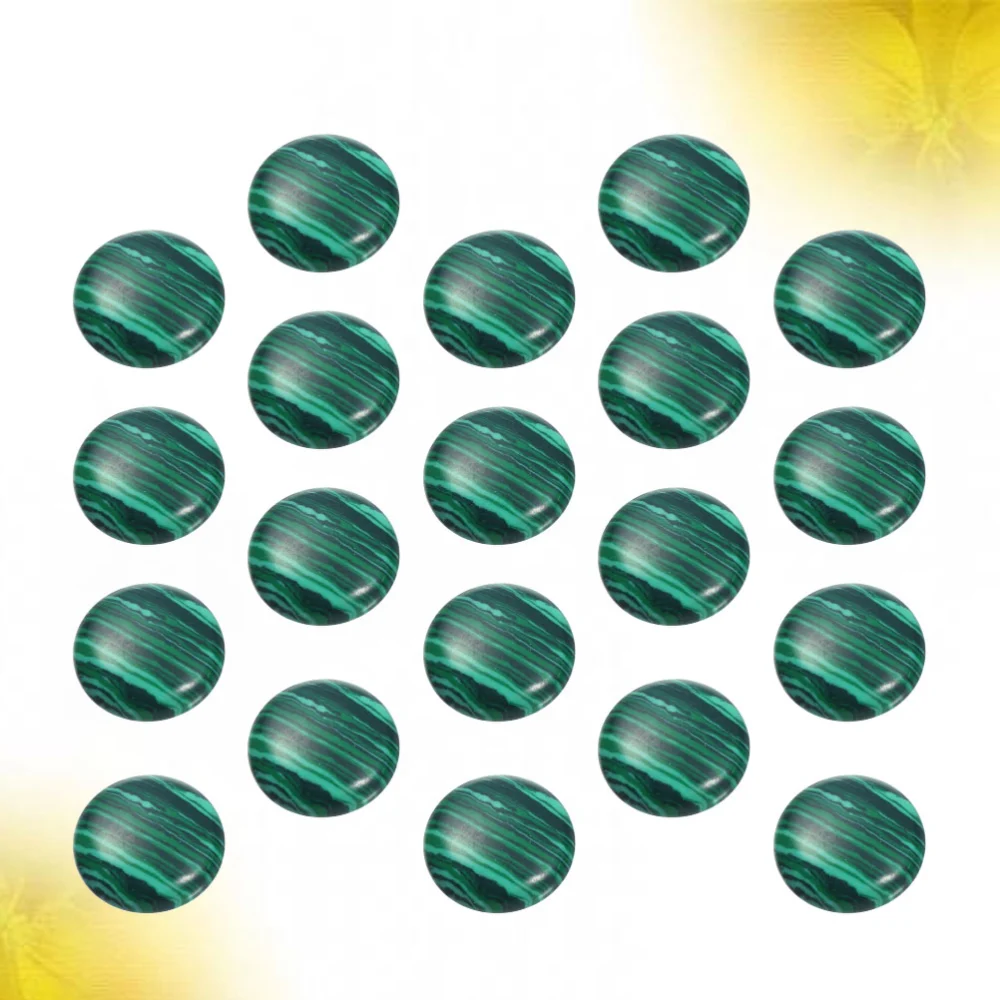 20pcs 8MM Malachite Time Sticker Stone Flatbacks Round Glass Patch Supplies for Jewelry Craft Making (Green)