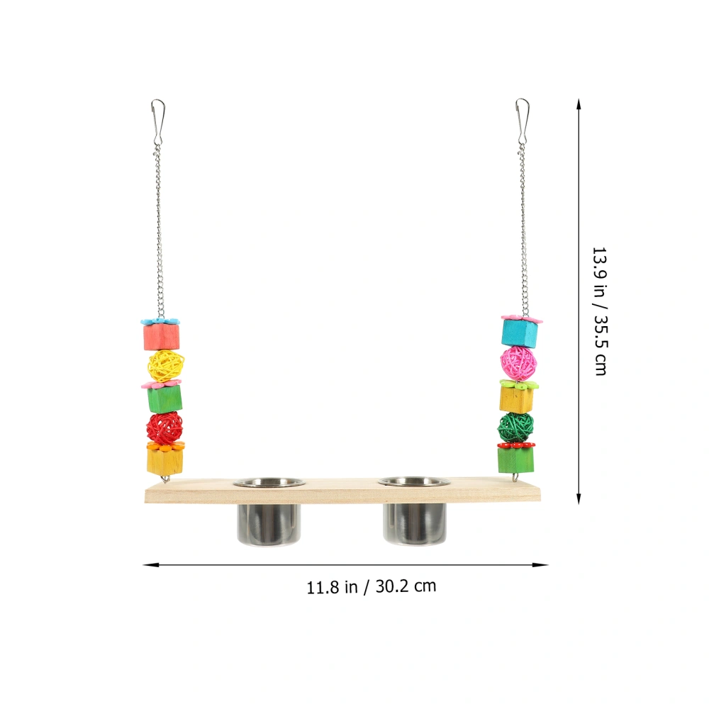 Parrot Perch Swing Toy Parrot Swing Toy with Food Cup Bird Water Feeder for Cage Bird Toy