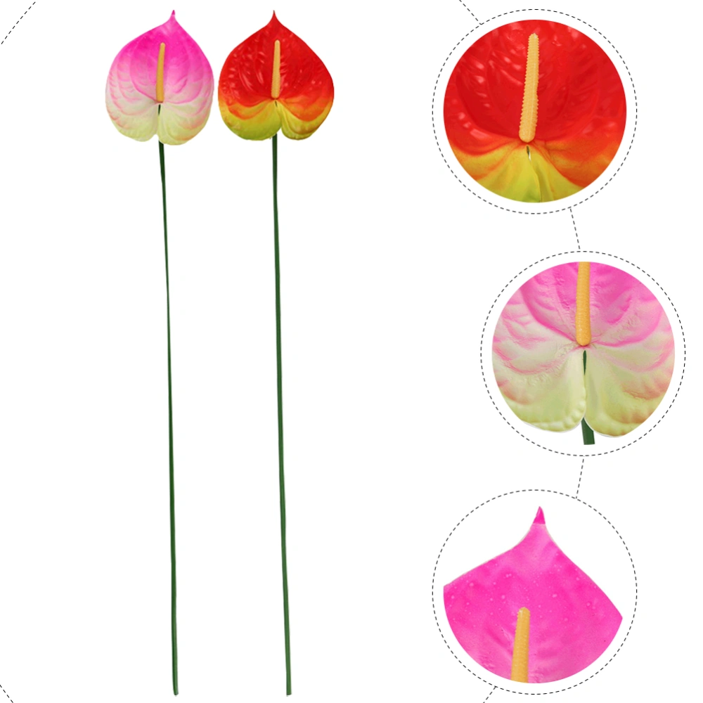 6pcs Plastic Flowers Artificial Anthuriums DIY Fake Anthurium Flower Decoration