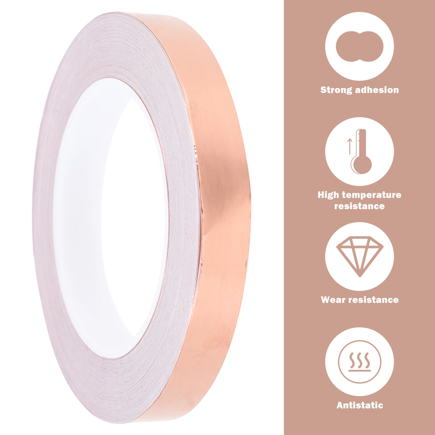 1Pc Copper Foil Tape Mask Electromagnetic Shielding Conductive Foil Tape (Rose Gold)