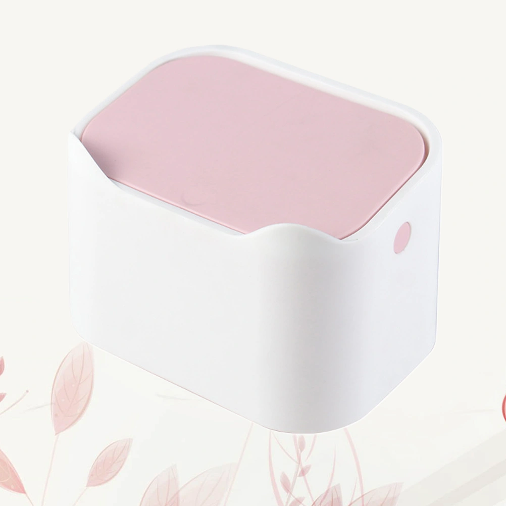 Desktop Trash Bin Household Waste Container Plastic Mini Garbage Can Rubbish Bin Pink
