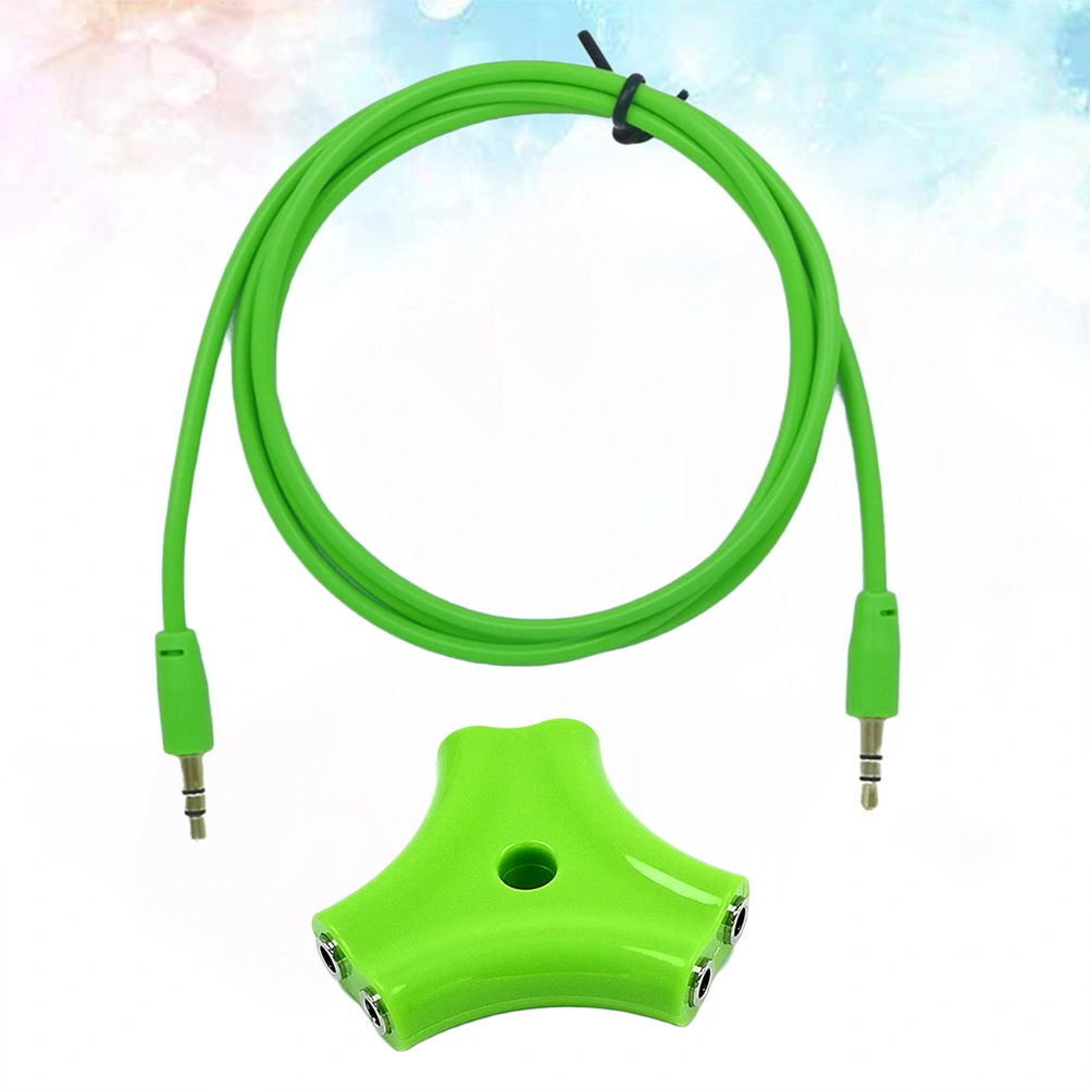 1 To 5 3.5mm Headset Audio Signal Splitter Practical Earphone Splitter With 1 Meter Size Audio Signal Cable Green
