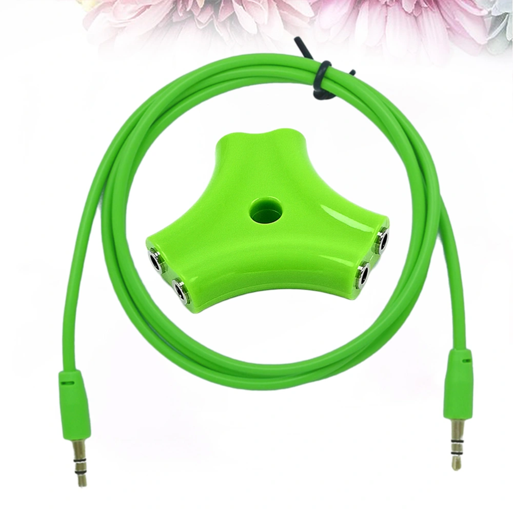 1 To 5 3.5mm Headset Audio Signal Splitter Practical Earphone Splitter With 1 Meter Size Audio Signal Cable Green