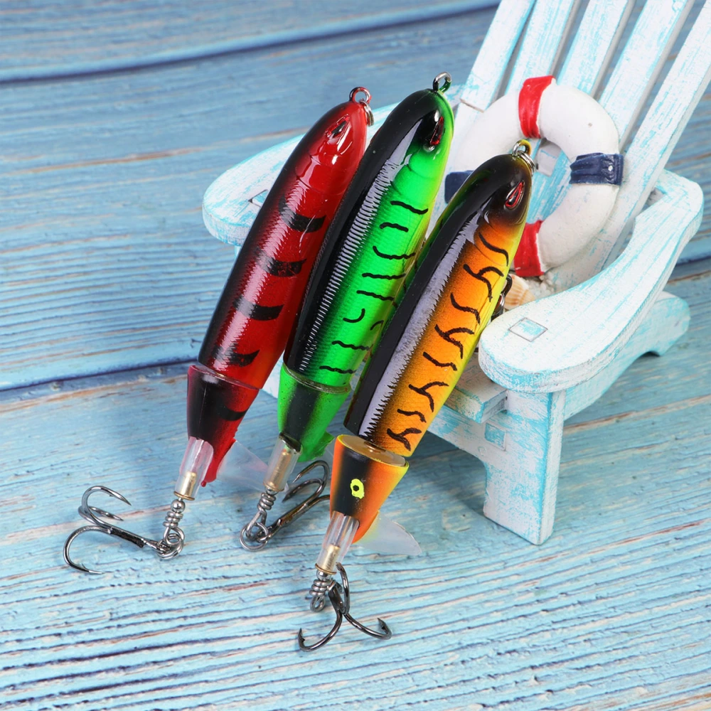 3 Pcs 3D Eyes Plastic Baits Fish Lures Propeller Bionic Baits Life-Like Swimbait for Outdoor Fishing - Red,1#,2#