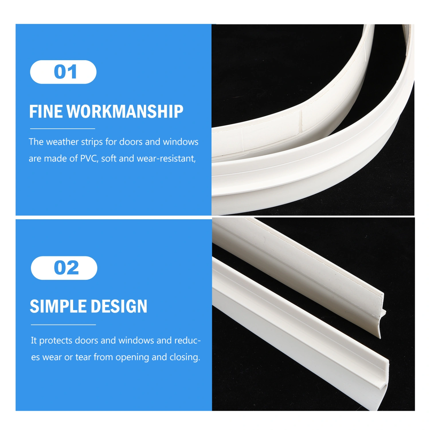 6pcs Weather Stripping Self Adhesive Door Sealer Door Insulation Strip Seal