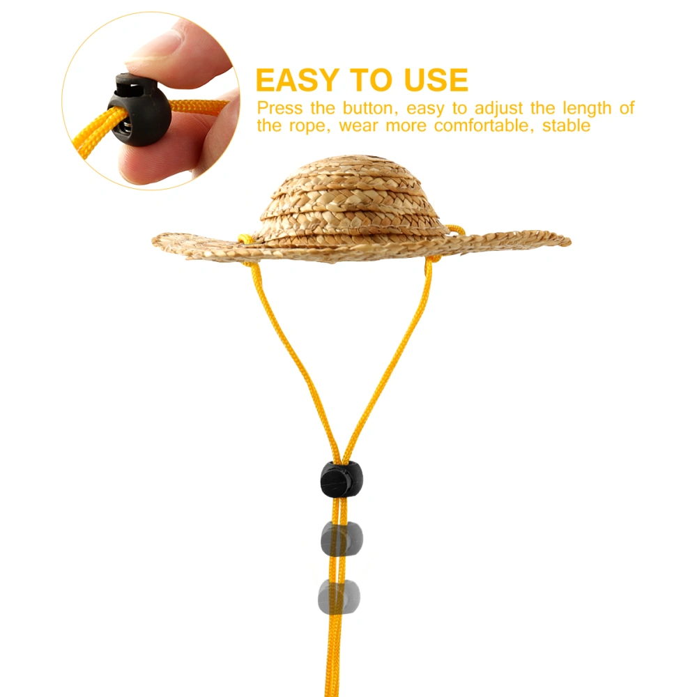 POPETPOP Pet Sombrero Straw Hat Adjustable Hawaii Garden Sun Bucket for Small Dogs Puppy Cats Size S