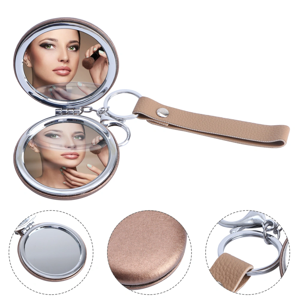 1Pc Portable Mini Mirror Keychain Pendant Mirror Folding Double-side Mirror