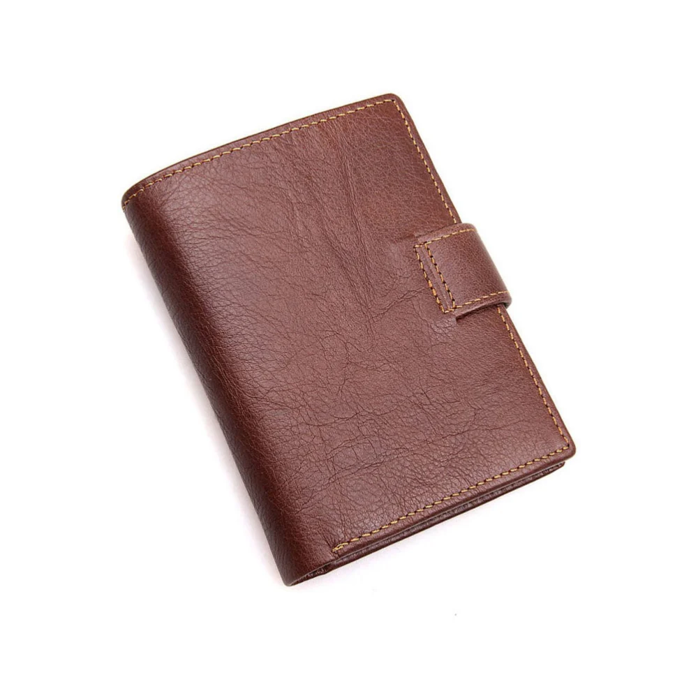 Casual Simple Bifold Purse Genuine Leather Wallet Multi-card Retro Wallet for Men Coffee