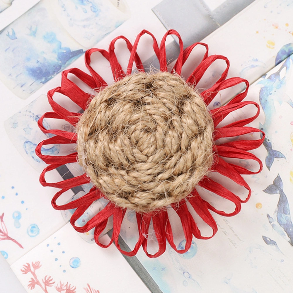 7Pcs Hemp Rope Flower DIY Handmade Daisy Christmas Decoration Accessories