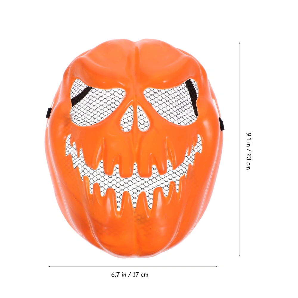 Halloween Horror Pumpkin Mask Scary Plastic Mask Fancy Dress Party Prop Terror Mask Cosplay Mask Prom Party Favor (Orange)