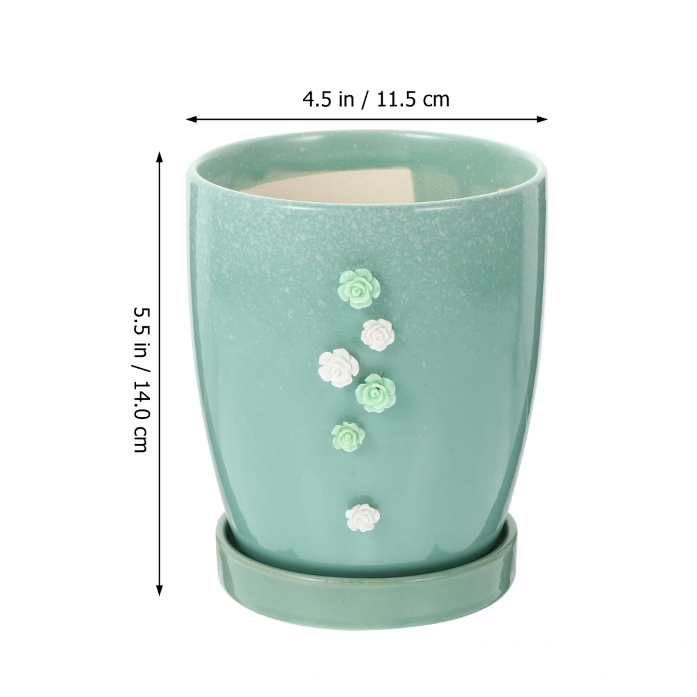 1 Pc Light Green Flowerpot Ceramic Flowerpot Desktop Flowerpot Desktop Adornment