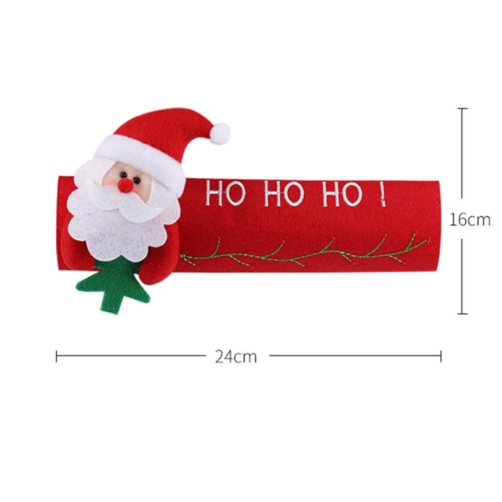 2pcs Christmas Refrigerator Handle Covers Embroidered Refrigerator Sleeve (Santa Claus + Elk)