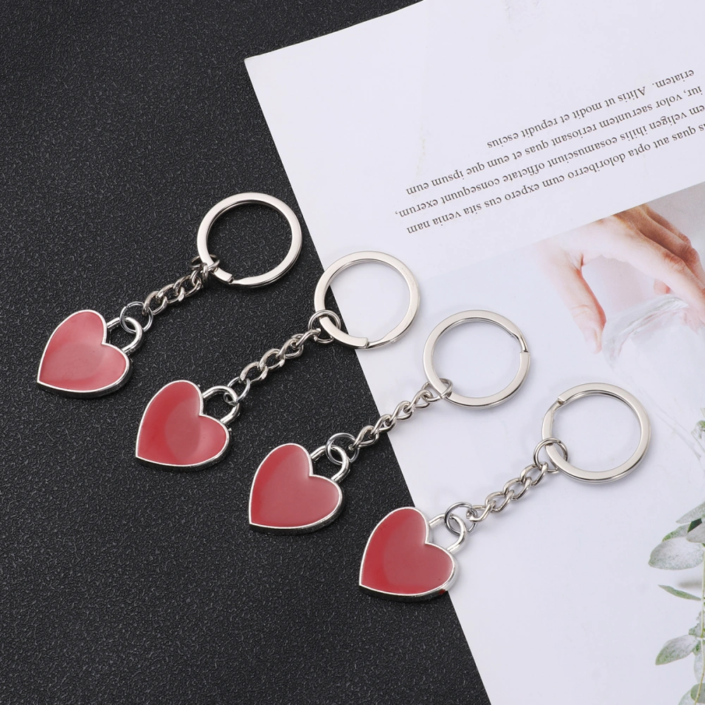 4pcs Heart Keychains Creative Key Rings One Love Heart Pendant Zinc Alloy Key Holder Craft Ornaments for Car Key Bag Decor