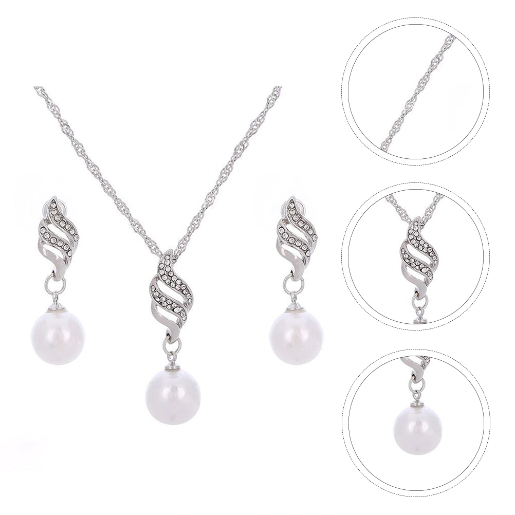 1 Set Luxury Necklace and Ear Jewelry Neck Chain and Earrings Kit for Bride