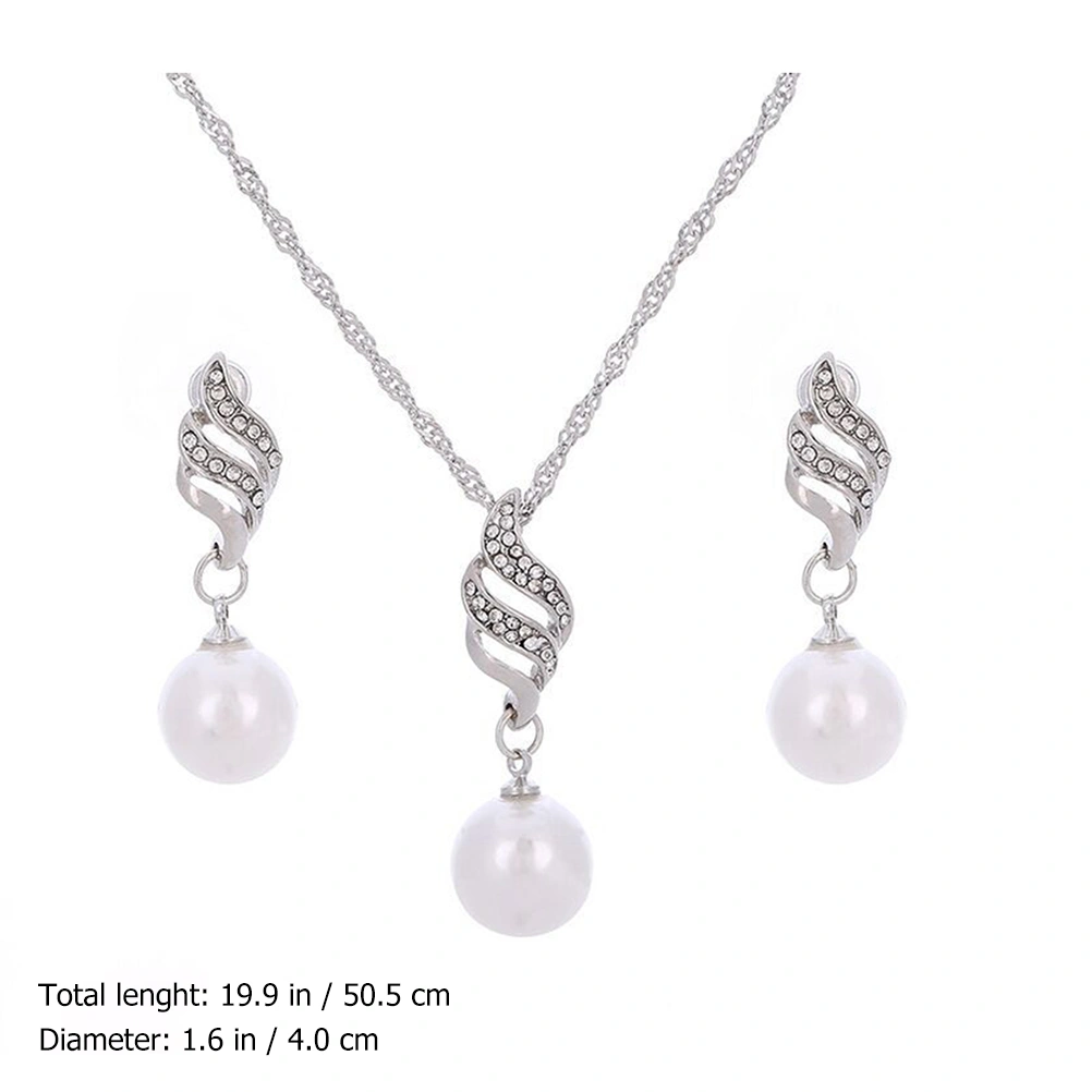 1 Set Luxury Necklace and Ear Jewelry Neck Chain and Earrings Kit for Bride