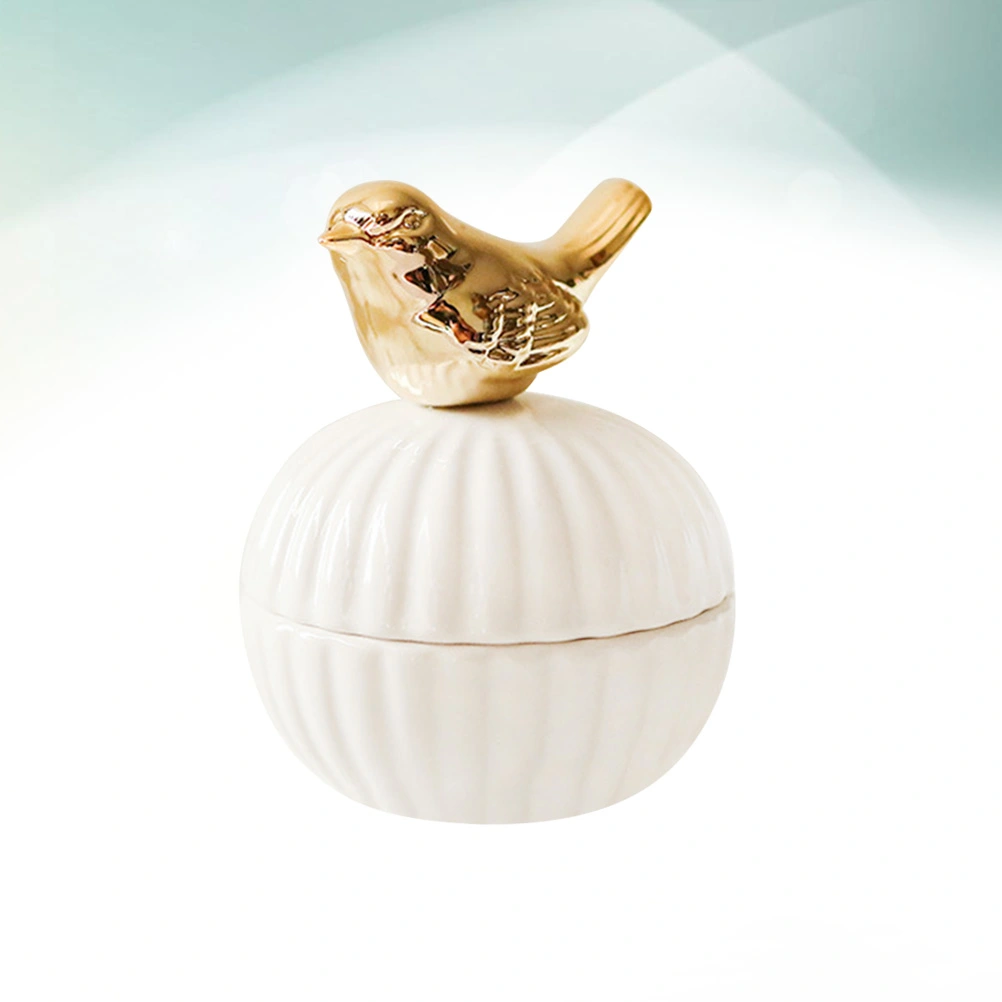 1PC Gold Ceramic Jewelry Box Portable Jewelry Storage Box Wedding Candy Box Multi-purpose Ceramic Storage Box Decor for Home Bird Style