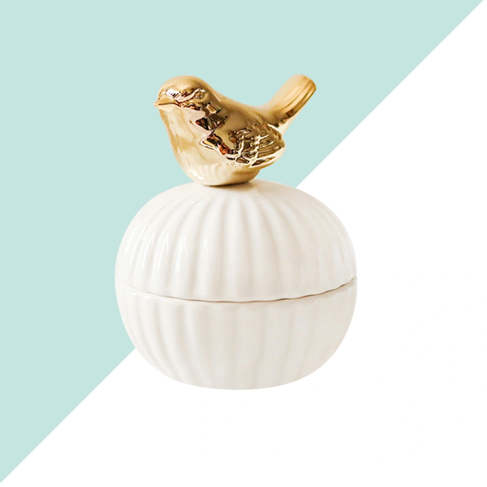 1PC Gold Ceramic Jewelry Box Portable Jewelry Storage Box Wedding Candy Box Multi-purpose Ceramic Storage Box Decor for Home Bird Style