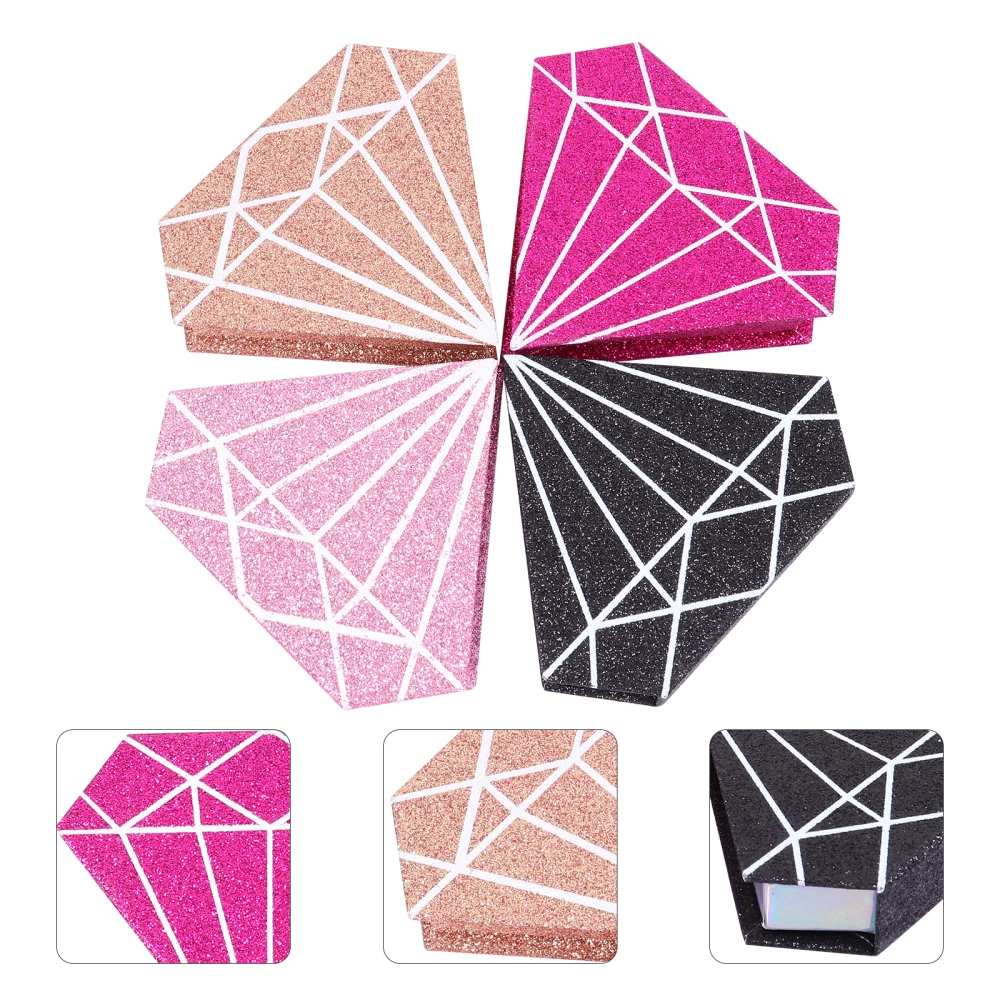 4pcs Diamond-shaped False Eyelashes Box Lash Storage Containers with Lash Tray